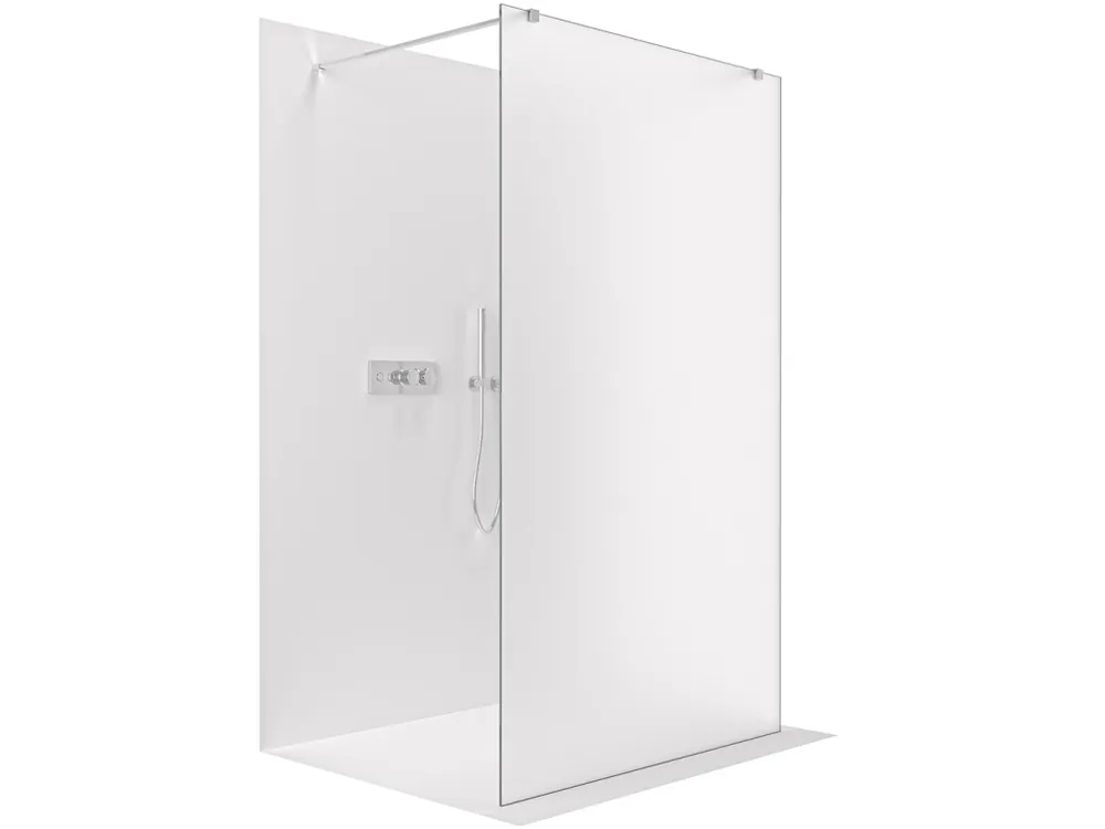 Značkový CERANO - Sprchová zástěna Walk-in Onyx Duo L/P - 8 mm - hranatá vzpěra - chrom, mléčné sklo - 70x200 cm