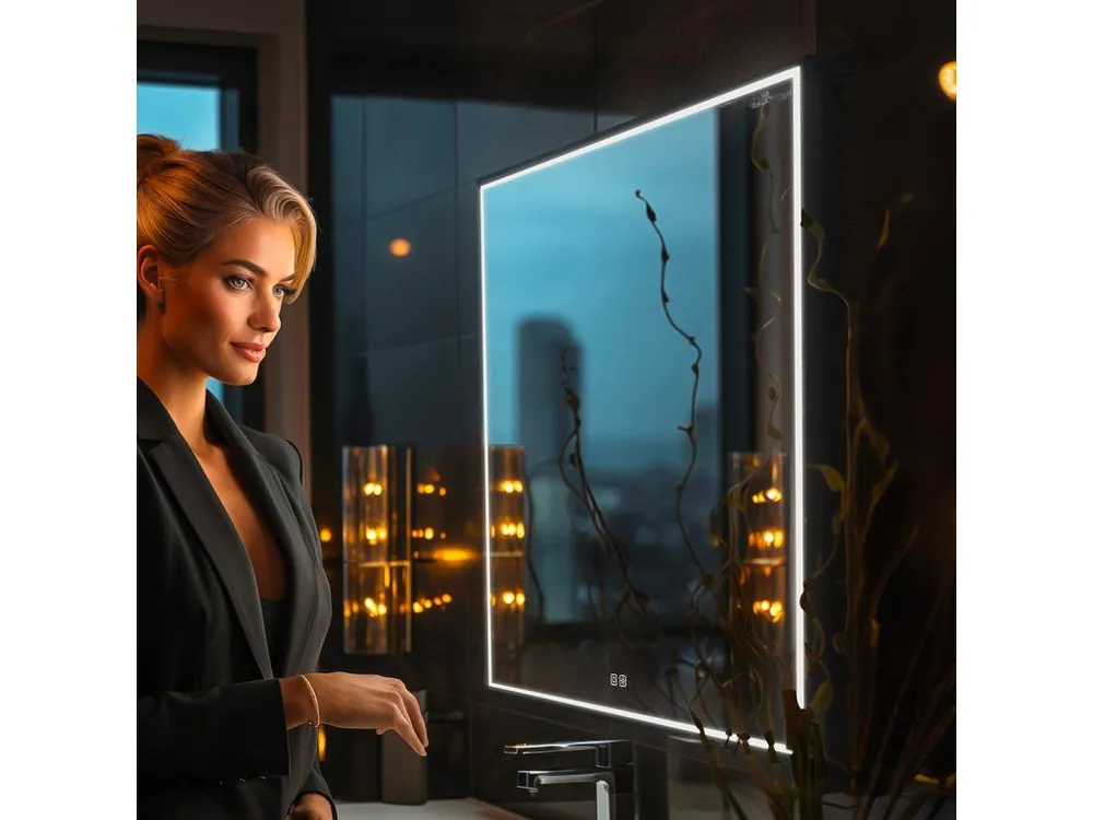 Nakupujte Hned Černé LED zrcadlo 600x600 se dvěma dotykovými senzory Nimco ZPC 13066VX-90