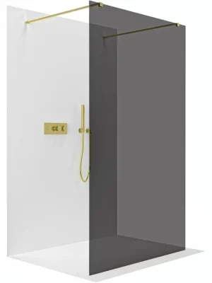 Akce CERANO - Sprchová zástěna Walk-in Onyx Duo L/P - 8 mm - hranatá vzpěra - zlatá, grafitové sklo - 100x200 cm