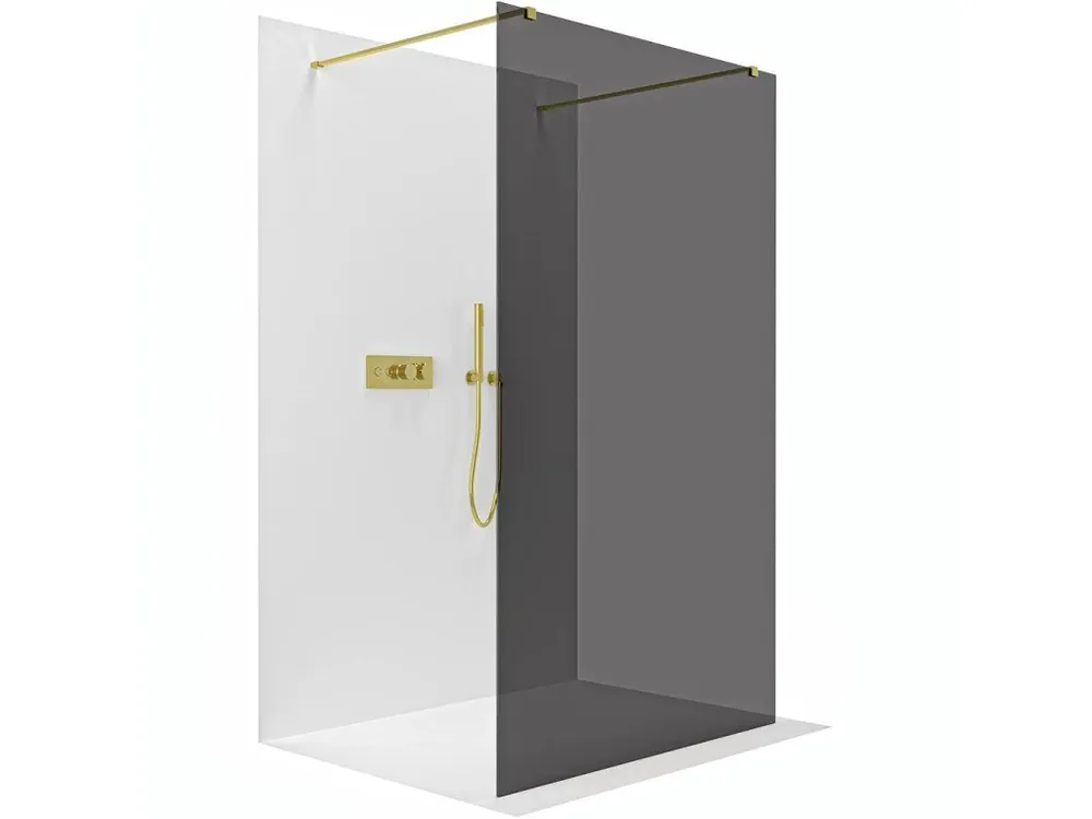 Akce CERANO - Sprchová zástěna Walk-in Onyx Duo L/P - 8 mm - hranatá vzpěra - zlatá, grafitové sklo - 100x200 cm