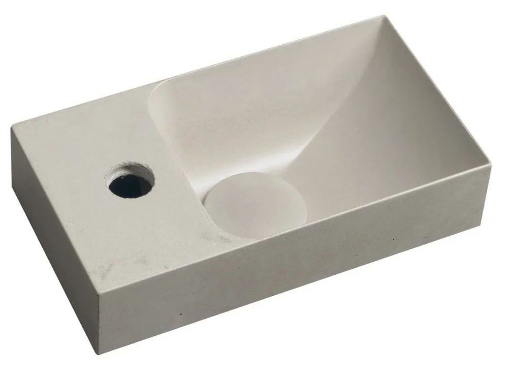 PICCOLINO betonové umývátko 30,8x17cm, baterie vlevo, písková mat Poslední Šance