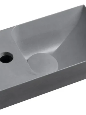 Horká Nabídka PICCOLINO betonové umývátko 30,8x17cm, baterie vlevo, šedá mat