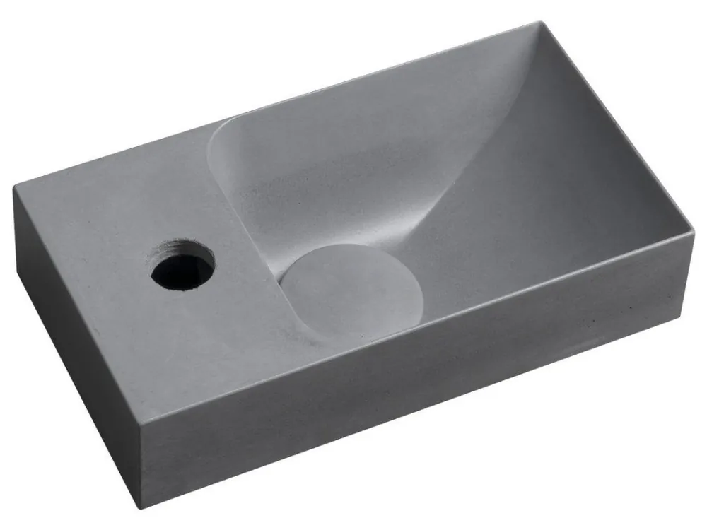 Horká Nabídka PICCOLINO betonové umývátko 30,8x17cm, baterie vlevo, šedá mat
