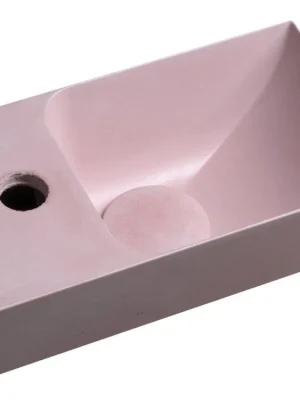 PICCOLINO betonové umývátko 30,8x17cm, baterie vlevo, růžová mat Nová Kolekce