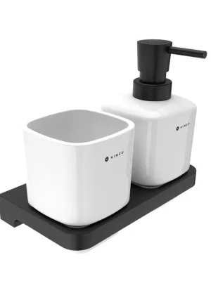 Akce Nimco MAYA - Černá matná Dávkovač s pohárkem na kartáčky MAC 2905831K-T-90