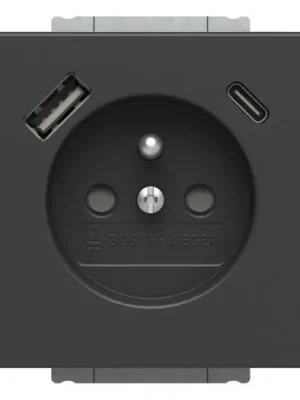 ABB 2CKA002017A1913  Future® linear Zásuvka jednoduchá s ochrannými clonkami a USB-A + USB-C Antracit Jen Po Omezenou Doba