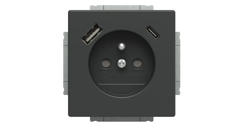 ABB 2CKA002017A1913  Future® linear Zásuvka jednoduchá s ochrannými clonkami a USB-A + USB-C Antracit Jen Po Omezenou Doba