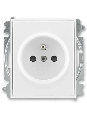 ABB 6619E-A06357 03 Element® Zásuvka jednoduchá s ochrannými kolíky a integovanými clonkami BÍLÁ/BÍLÁ Levný