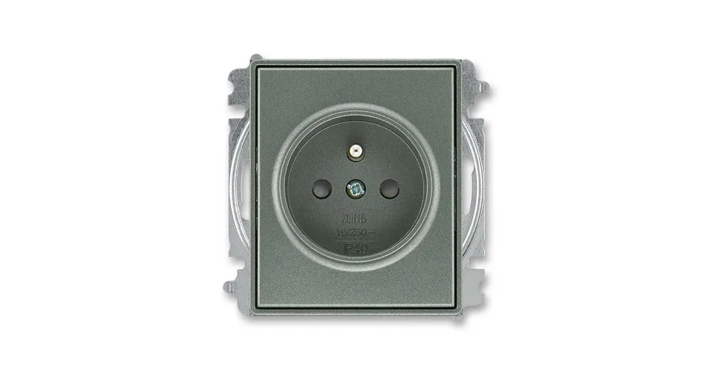 ABB 6619E-A06357 34 Element® Zásuvka jednoduchá s ochrannými kolík a integovanými  clonkami ANTRACITOVÁ Cenový Hit