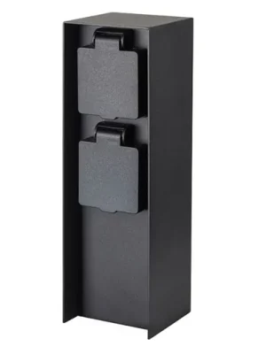 SOLIGHT PG12B zahradní sloupek z hliníku IP44, 2 zásuvky, černý Super Cena