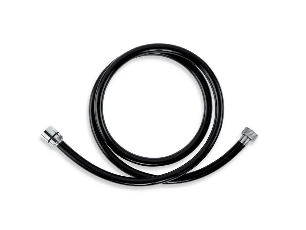 Akce Sprchová hadice plastová 150 cm černá-chrom PVC/150,5
