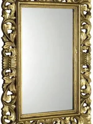 Zlevněný Sapho Scule Zrcadlo v dřevěném rámu masiv 80x120 cm, zlatá