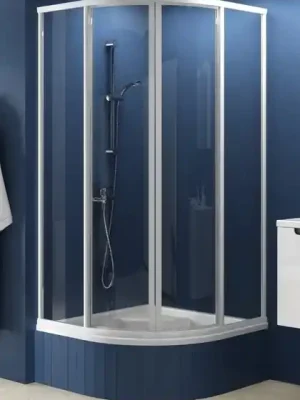 Zlevněný Sprchový kout čtvrtkruhový 80x80cm (R500), Ravak SKCP4-80 Sabina, rám satin, výplň plast pearl