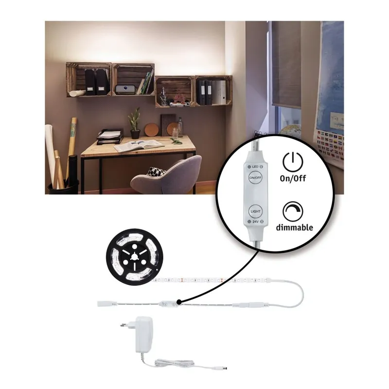 Časově Omezené SimpLED Power Strip sada 1,5m neutrální bílá 17W s krytím - PAULMANN