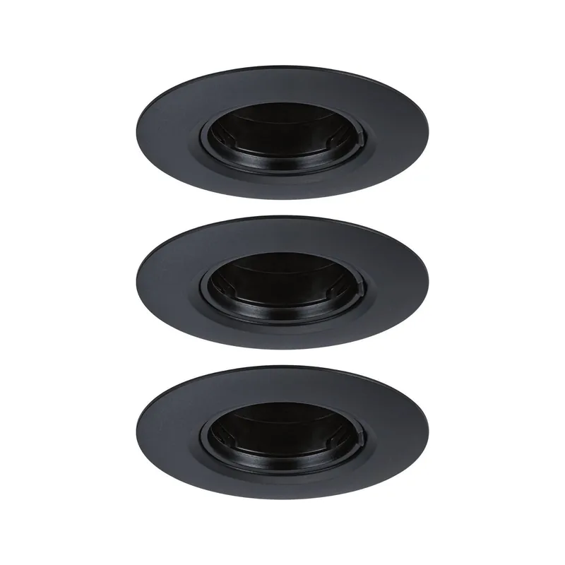 Zlevněný Vestavné svítidlo 3ks-sada nevýklopné kruhové 90mm GU10 max. 3x10W 230V černá - PAULMANN