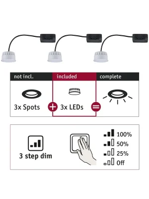 LED Modul vestavné svítidlo 3-krokové-stmívatelné Choose Coin 3ks sada kruhové 50mm Coin 3x6W 230V 2700K satén - PAULMANN Akce