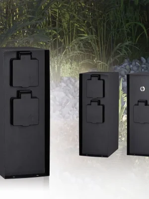 Časově Omezené Venkovní sloupek se zásuvkami Rio hranatý 3 násobný se soumrakovým čidlem - PAULMANN