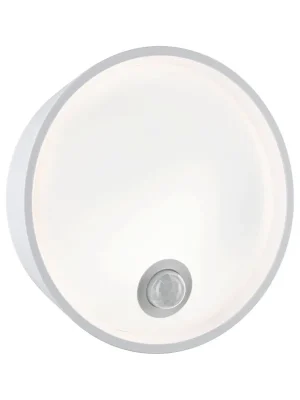 Značkový LED venkovní nástěnné svítidlo Platomo pohybové čidlo IP44 kruhové 180mm 3000K 14,5W 230V bílá umělá hmota - PAULMANN