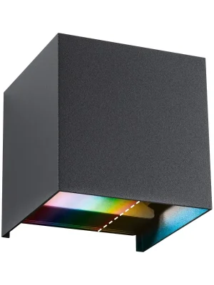 Akce Domovní LED venkovní nástěnné svítidlo Smart Home Zigbee Cybo IP44 hranaté 100x100mm RGBW 2x2,5W 230V antracit hliník - PAULMANN