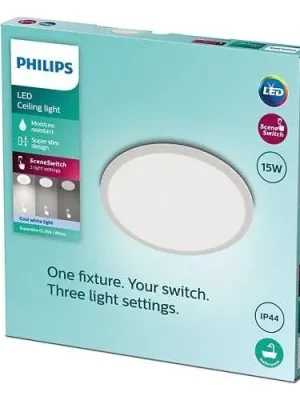 Akce LED Koupelnové stropní svítidlo Philips Superslim CL550 8719514327221 15W 1500lm 4000K IP44 25cm bílé, 3-krokové stmívání - PHILIPS (929002667601)