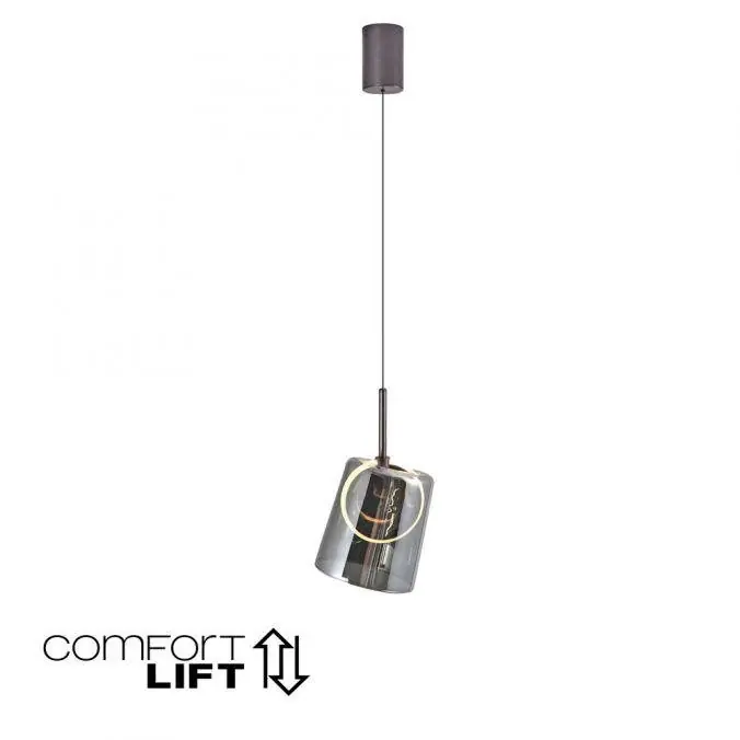 ZULA LED závěsné svítidlo 1 ramenné kov/sklo kouřová barva nastavitelná výška 3000K - PAUL NEUHAUS Levný