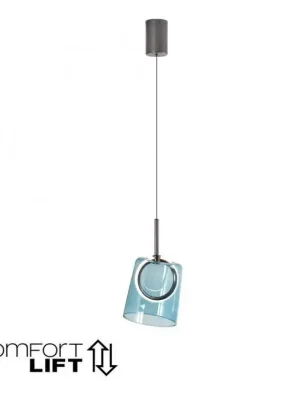 ZULA LED závěsné svítidlo 1 ramenné kov/sklo modrá nastavitelná výška 3000K - PAUL NEUHAUS Akční Nabídka