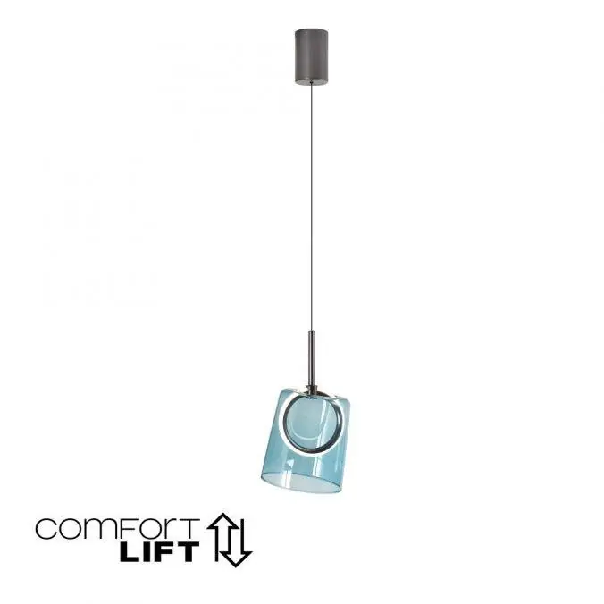 ZULA LED závěsné svítidlo 1 ramenné kov/sklo modrá nastavitelná výška 3000K - PAUL NEUHAUS Akční Nabídka