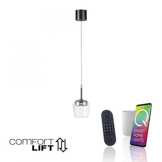 AKCE - LED závěsné svítidlo Q-KON 1-ramenné stříbrná Smart Home s aplikací ZigBee 2700-5000K - PAUL NEUHAUS Autentický