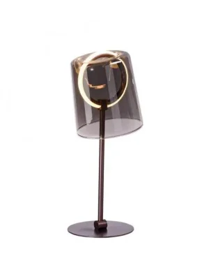 ZULA LED stolní lampa kávová barva stmívatelné šňůrovým stmívačem kouřové sklo 3000K - PAUL NEUHAUS Výhodná Nabídka